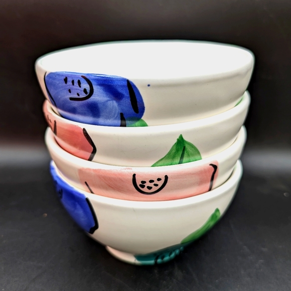 Pier 1 Other - 4 Pier 1 Floral Multi Color Cereal /Soup Bowls Made in Portugal